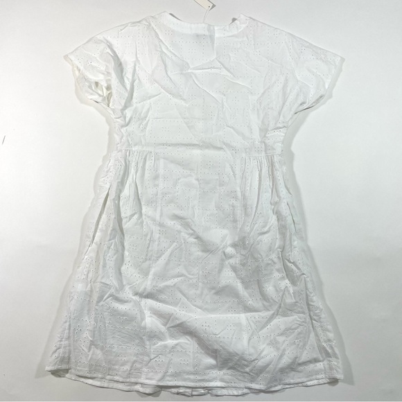 New Madewell Button-Front V Neck Mini Dress White Eyelet - Picture 4 of 9
